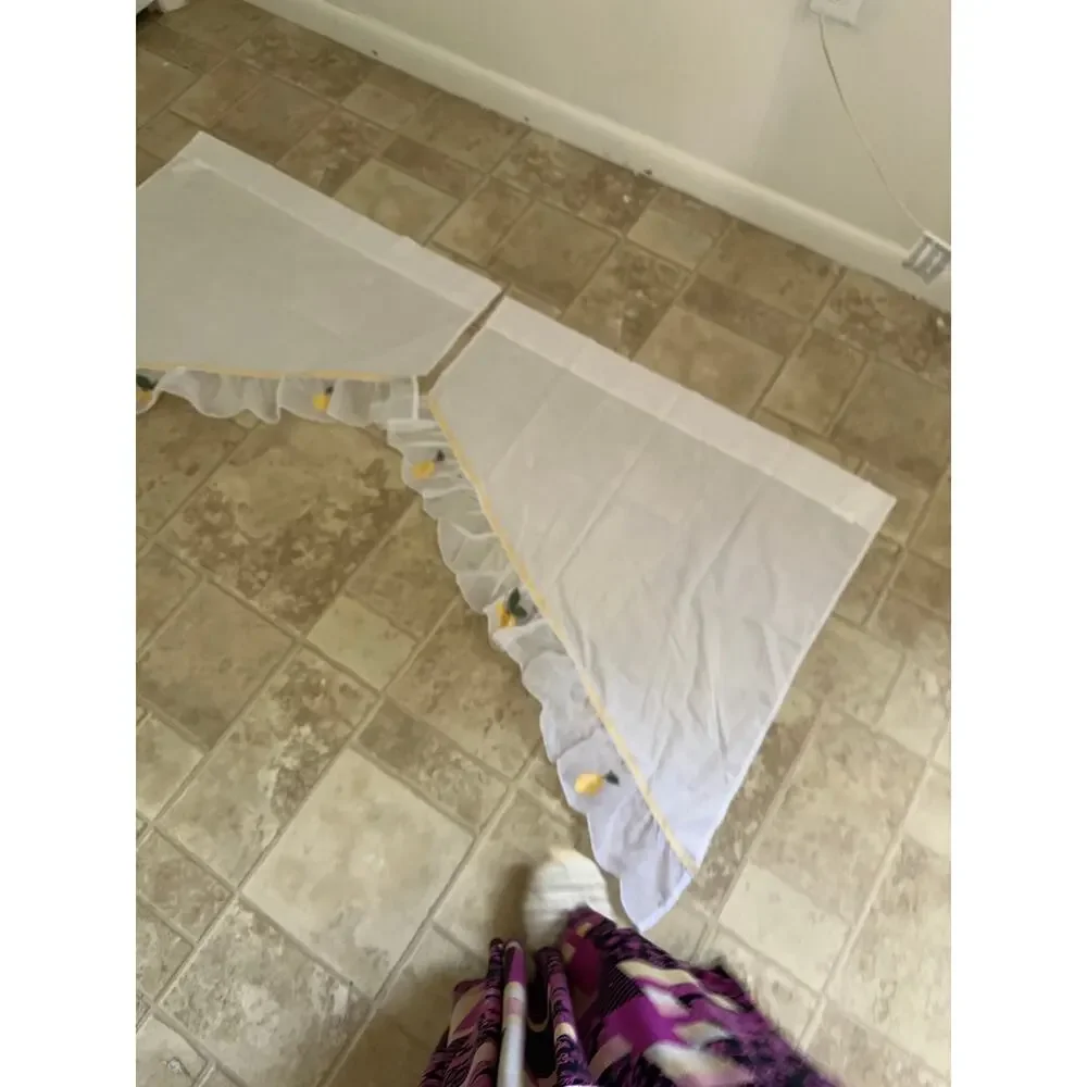 Lemon Embroidered Organza Swagger Swag Curtains Set of 2 Kitchen Cafe